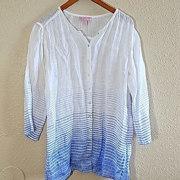 SAINT Tropez 100% Linen Blouse - Picture 1 of 6